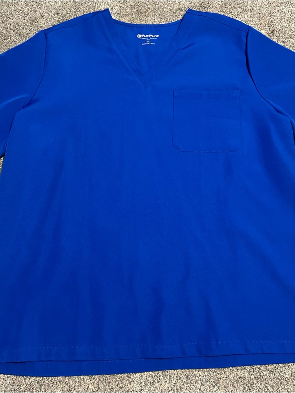 PuriPure V-Neck Scrub Top in Royal Blue
